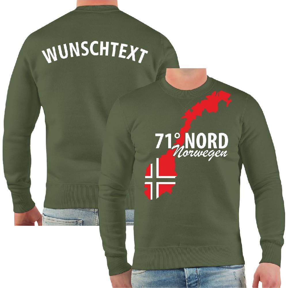 Spass Kostet Männer Sweatshirt WUNSCHTEXT 71 Grad Nord NORWEGEN
