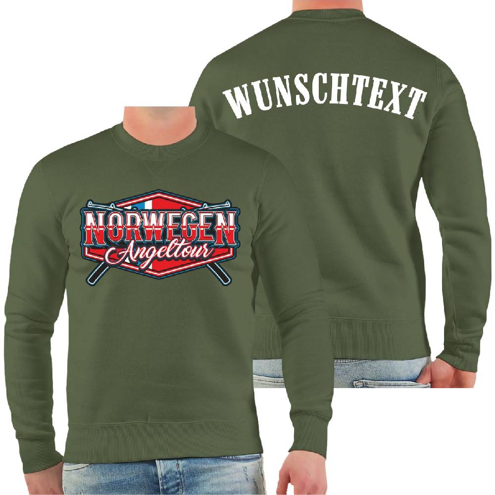 Spass Kostet Männer Sweatshirt WUNSCHTEXT Norwegen Angeltour 2023
