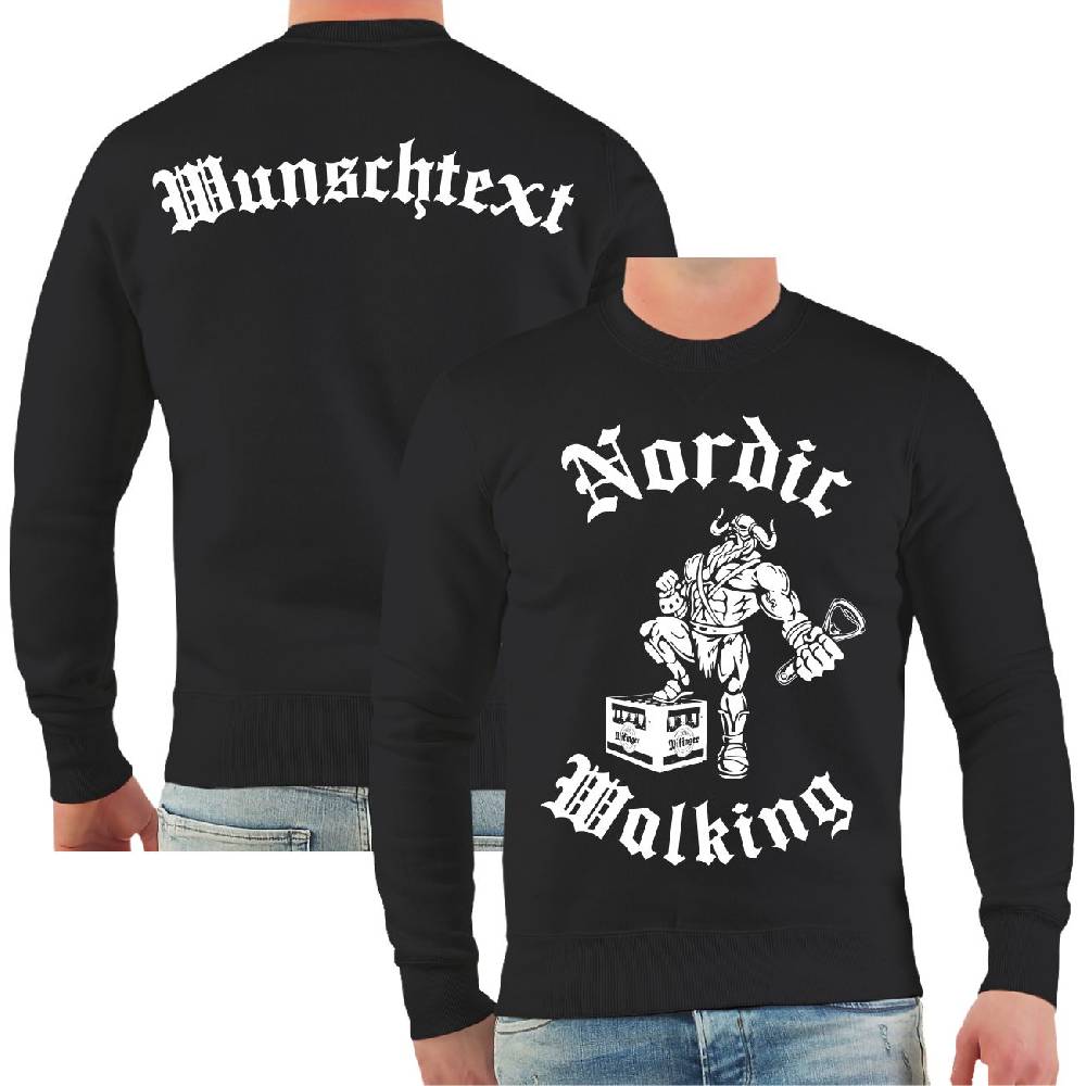 Spass Kostet Männer Sweatshirt WUNSCHTEXT Wikinger mit Bier Nordic Walking