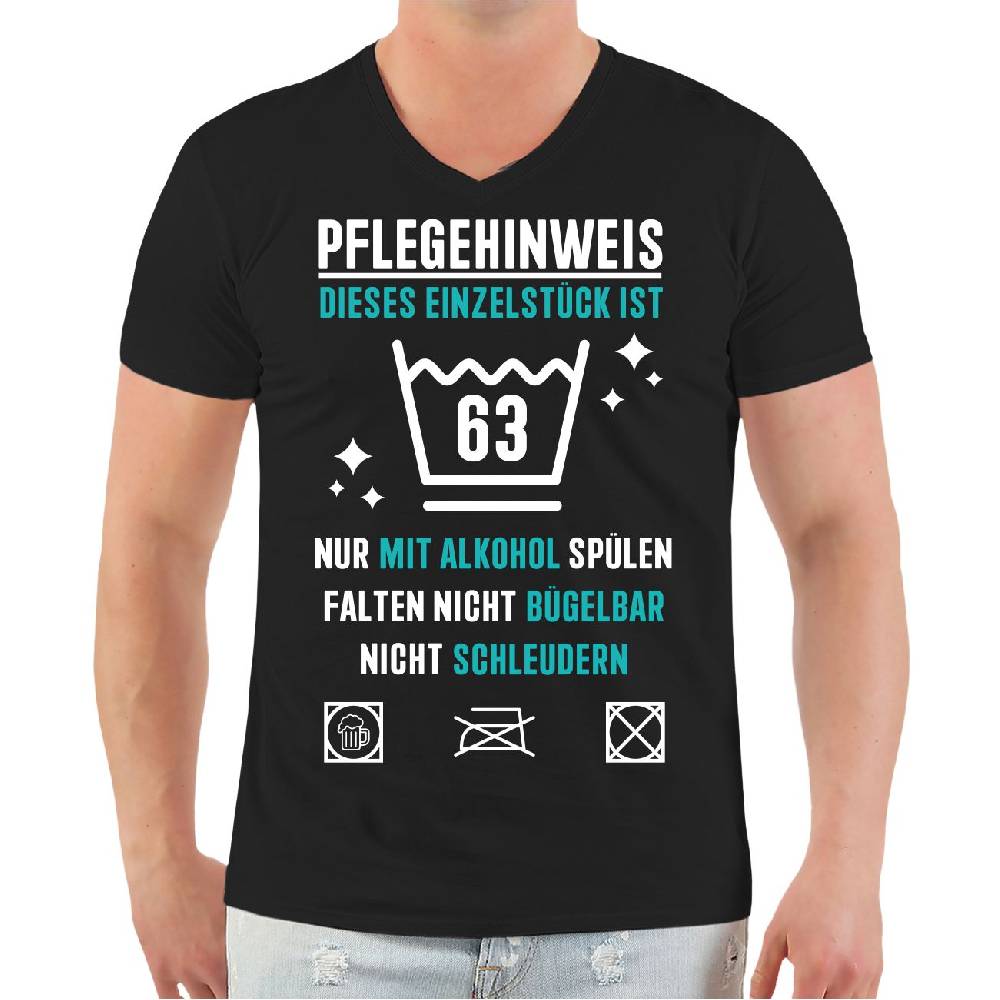 Spass Kostet Männer T-Shirt 63. Geburtstag Pflegehinweis für Einzelstück Geschenk S bis XXL