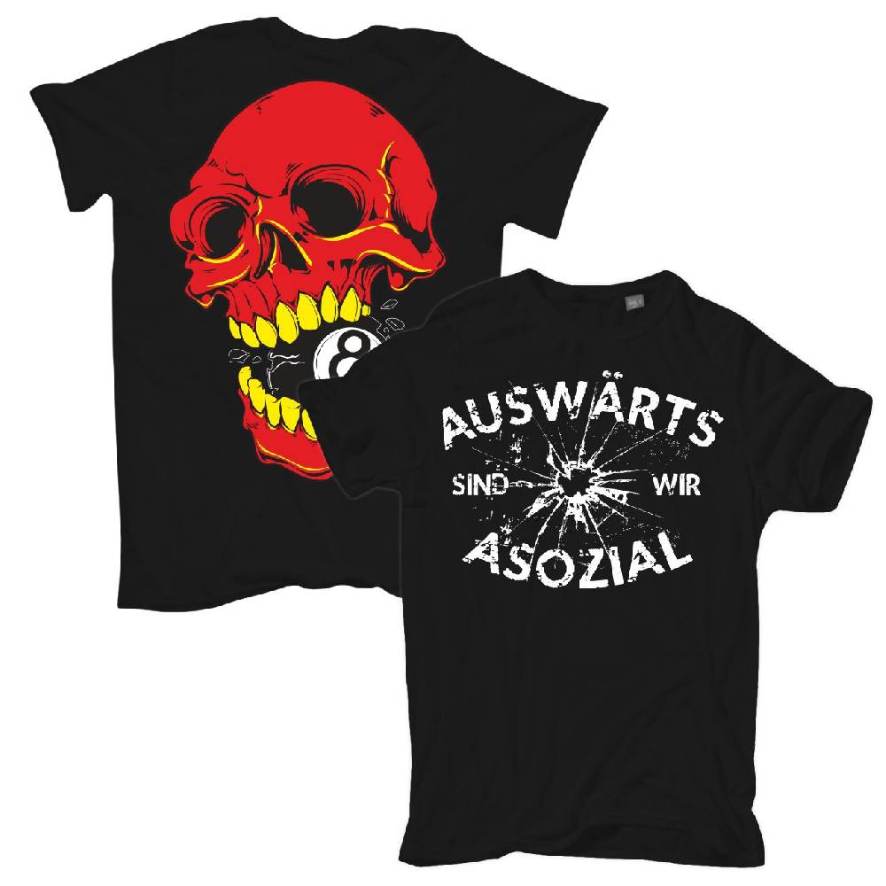 Spass Kostet Männer T-Shirt Auswärts sind wir Asozial 8 ball Totenkopf S bis XXL