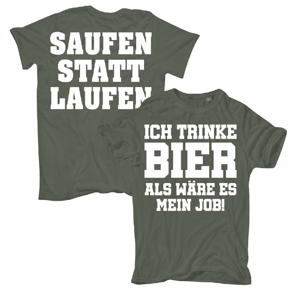 Spass Kostet Männer T-Shirt Bier Sprüche mit Rückendruck Saufen statt Laufen S bis 8XL