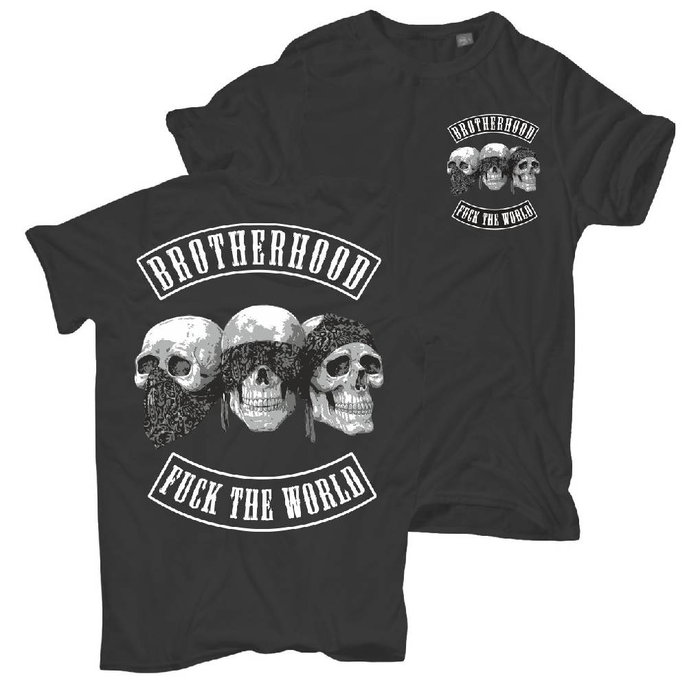 Spass Kostet Männer T-Shirt Brotherhood Patch 3 Skulls S bis XXL