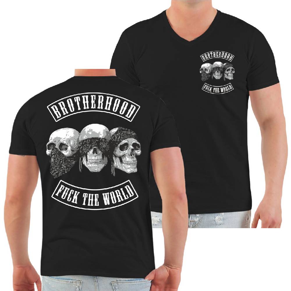 Spass Kostet Männer T-Shirt Brotherhood Patch mit Totenköpfe S bis XXL