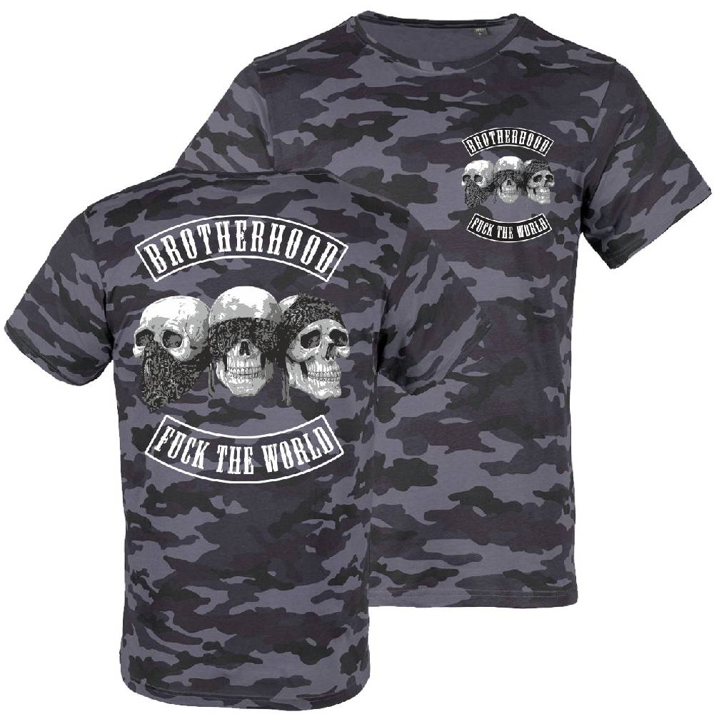 Spass Kostet Männer T-Shirt Tarnfarben Brotherhood Patch Totenköpfe S bis 3XL