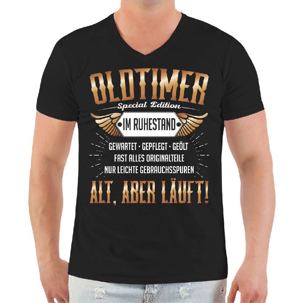 Spass Kostet Männer T-Shirt TShirt mit V Ausschnitt weit Oldtimer Alt aber läuft als Geschenk M bis XXL