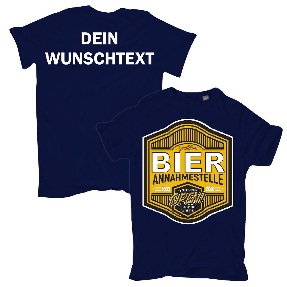 Spass Kostet Männer T-Shirt WUNSCHTEXT Bier Annahmestelle mit eigenem Name Text S bis XXL