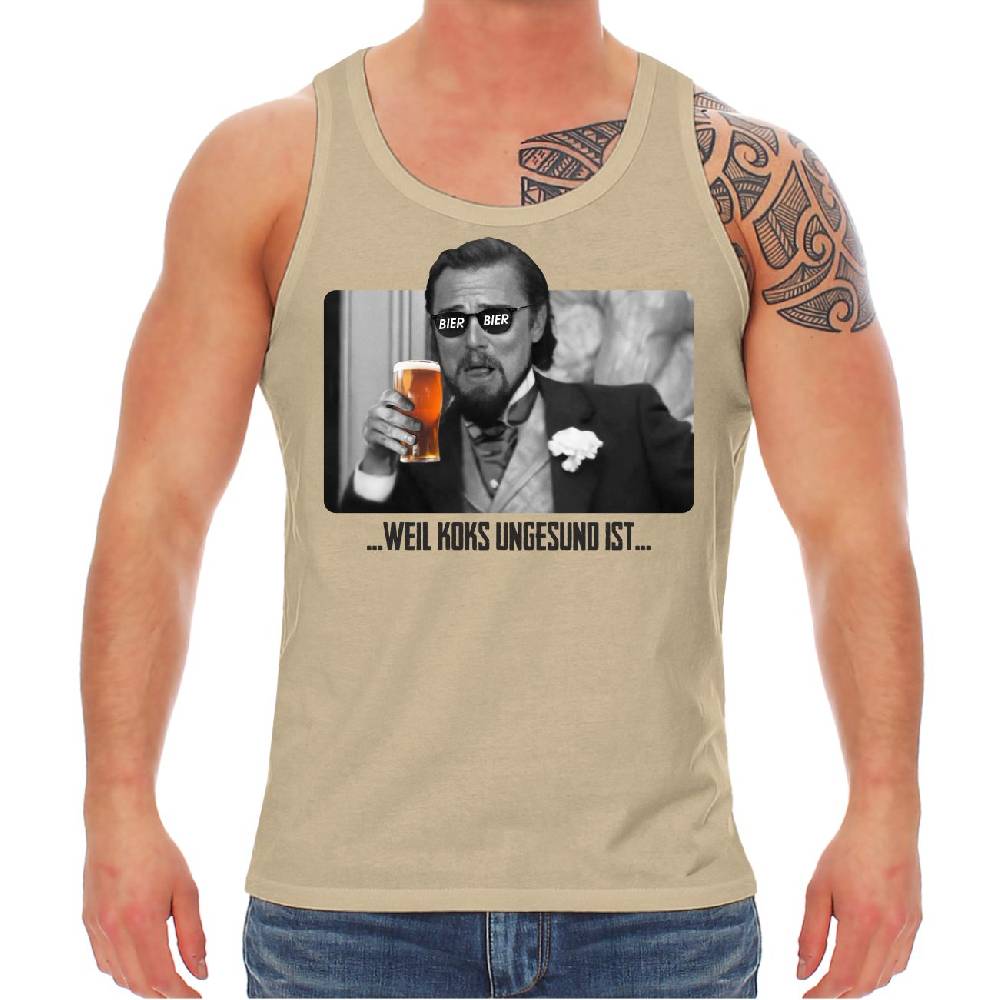 Spass Kostet Männer Träger BIER weil Koks ungesund ist SCHWARZE SCHRIFT