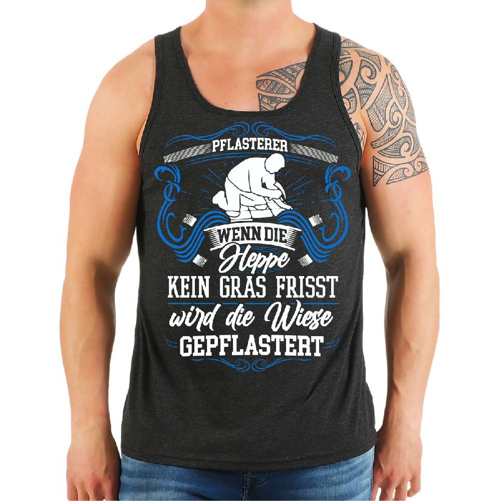 Spass Kostet Männer Träger Pflasterer Wenn die Heppe kein Gras frisst wird die Wiese gepflastert
