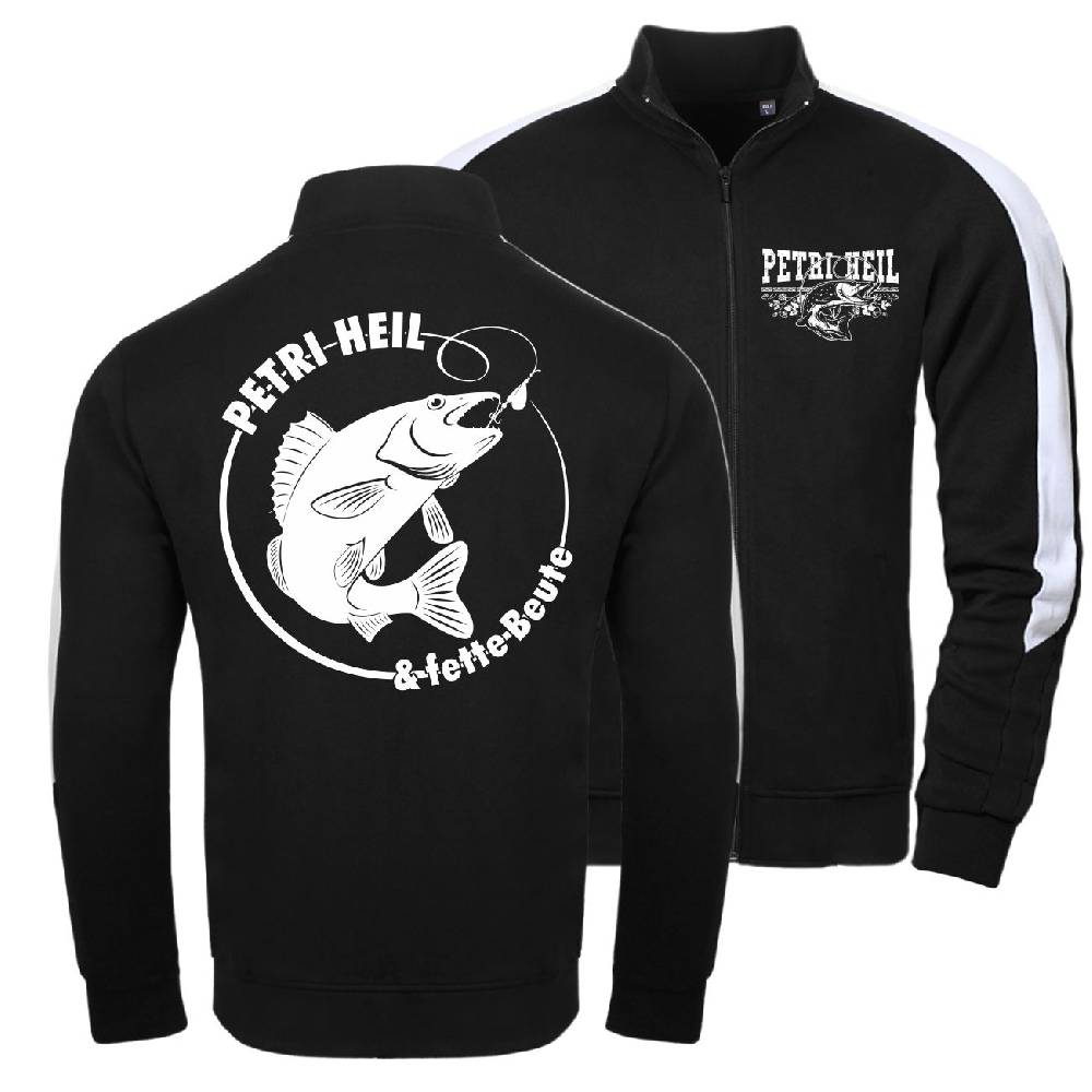 Spass Kostet Männer Trainingsjacke mit Streifen Angler Petri Heil & Fette Beute
