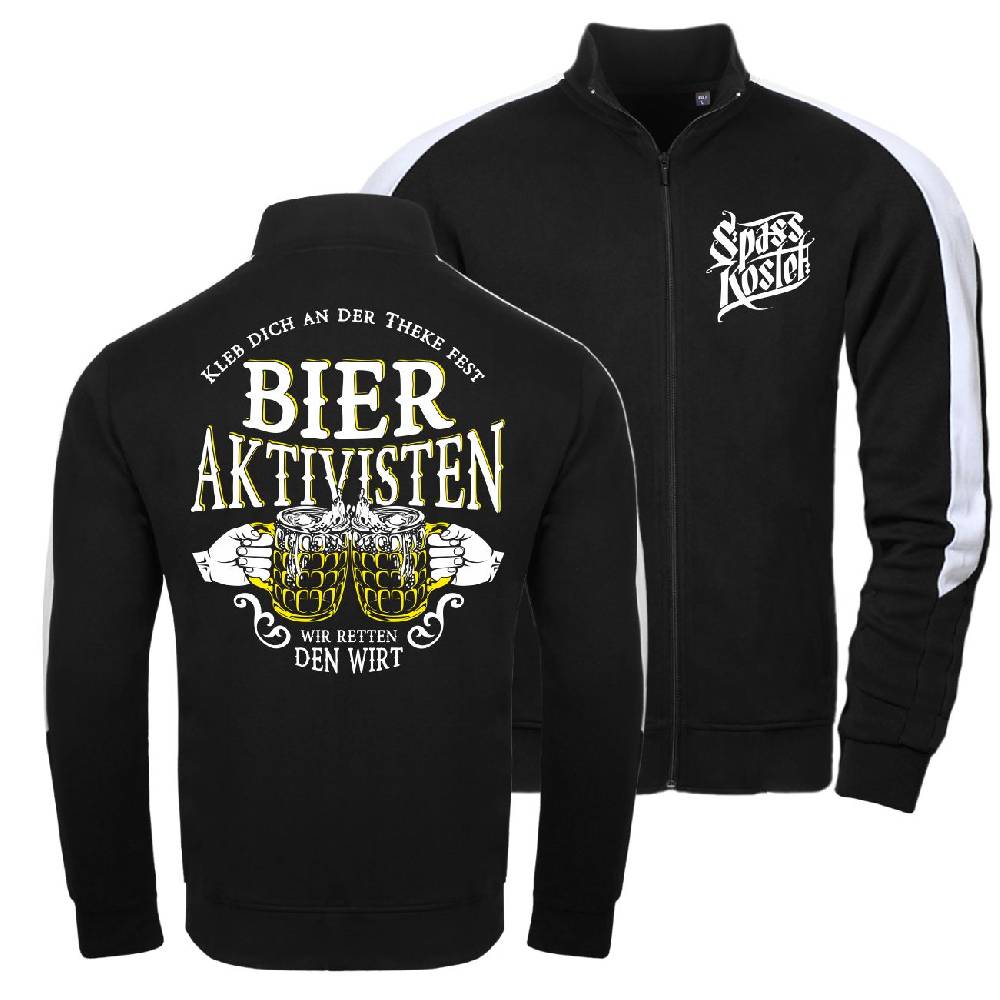 Spass Kostet Männer Trainingsjacke mit Streifen Bier Aktivisten Kleb dich an der Theke fest