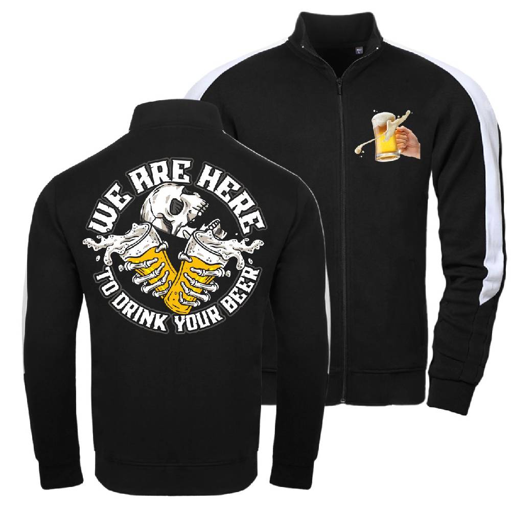 Spass Kostet Männer Trainingsjacke mit Streifen We are here to DRINK your BEER