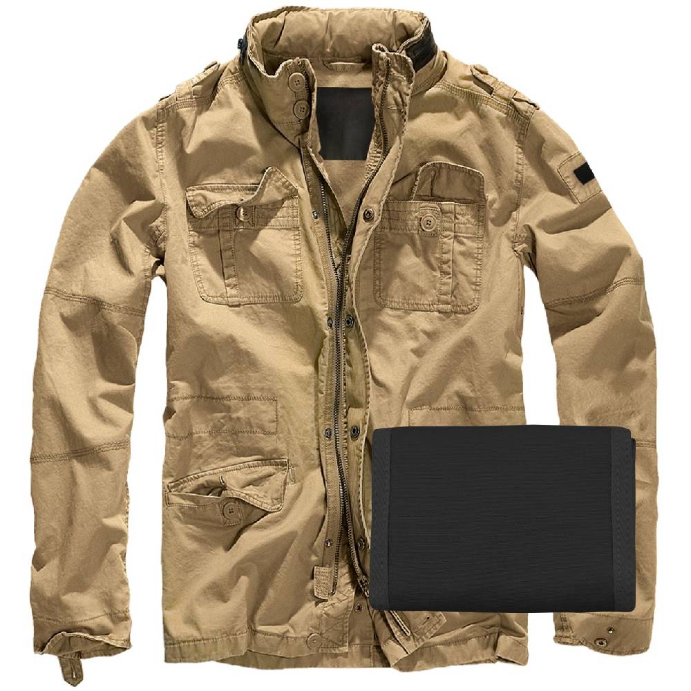 Spass Kostet Männer Vintage Jacke mit Kapuze im Kragen camel mit Geldbörse