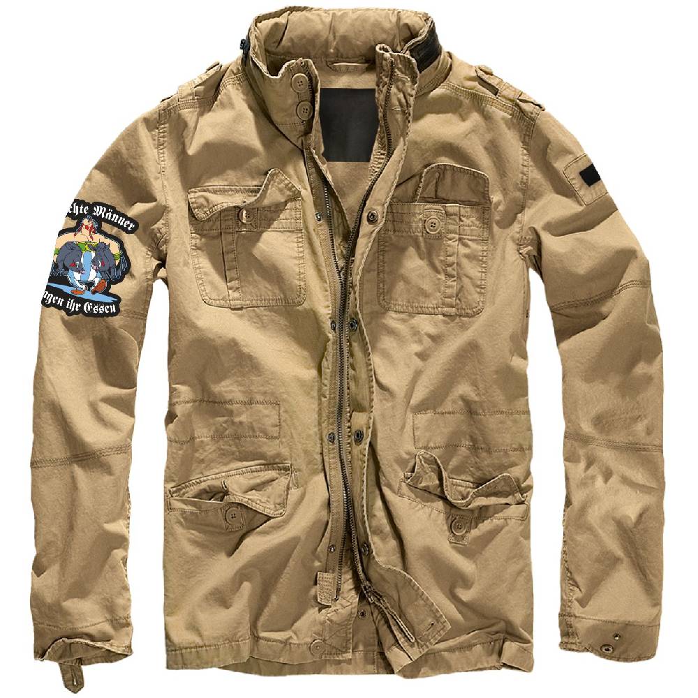 Spass Kostet Männer Vintage Jacke mit Kapuze im Kragen Echte Männer jagen ihr Essen