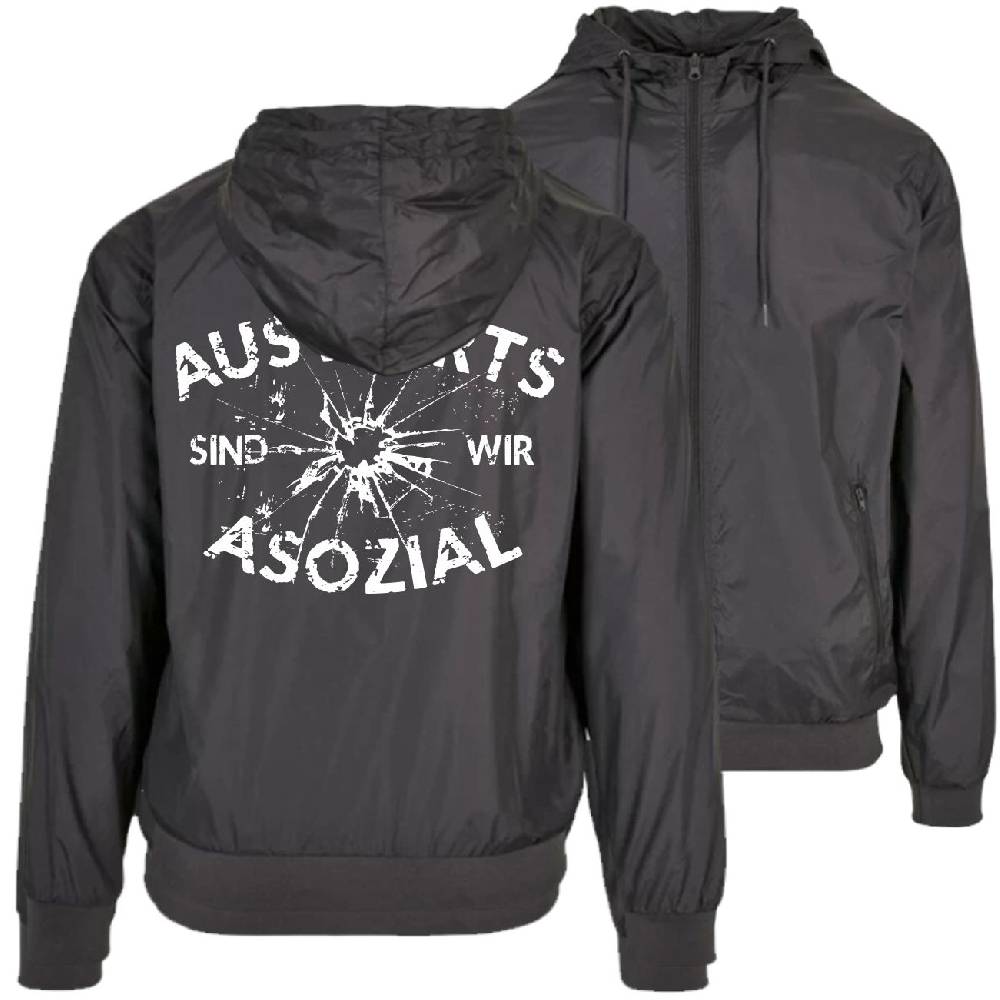 Spass Kostet Männer Windbreaker Regenjacke Auswärts sind wir asozial Spass Kostet Männer Windbreaker Regenjacke Auswärts sind wir asozial