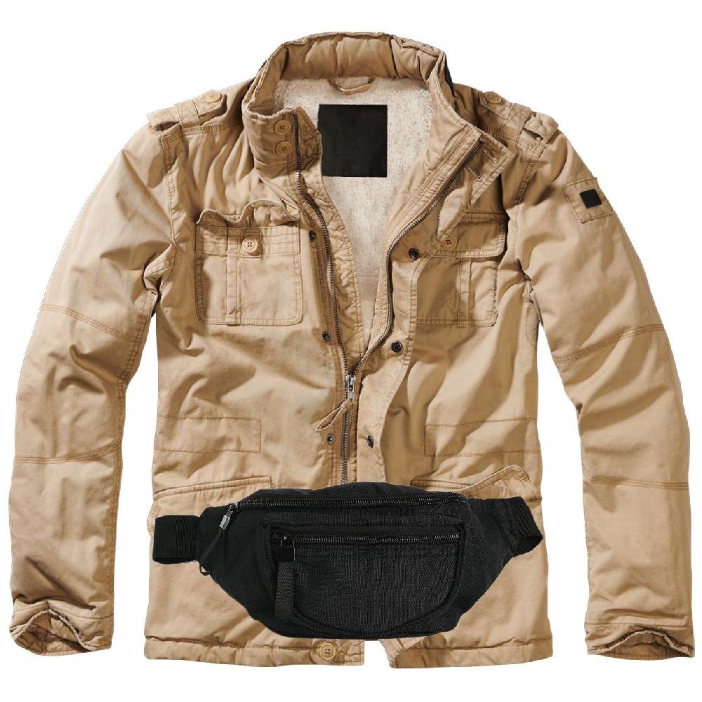 Spass Kostet Männer Winter Jacke mit Kapuze im Kragen camel mit Bauchtasche