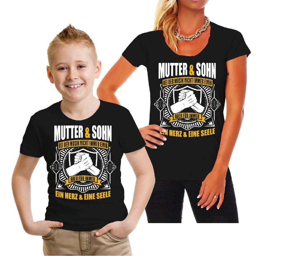 Spass Kostet Partner T-Shirt Mutter Sohn Bei Musik nicht immer einig