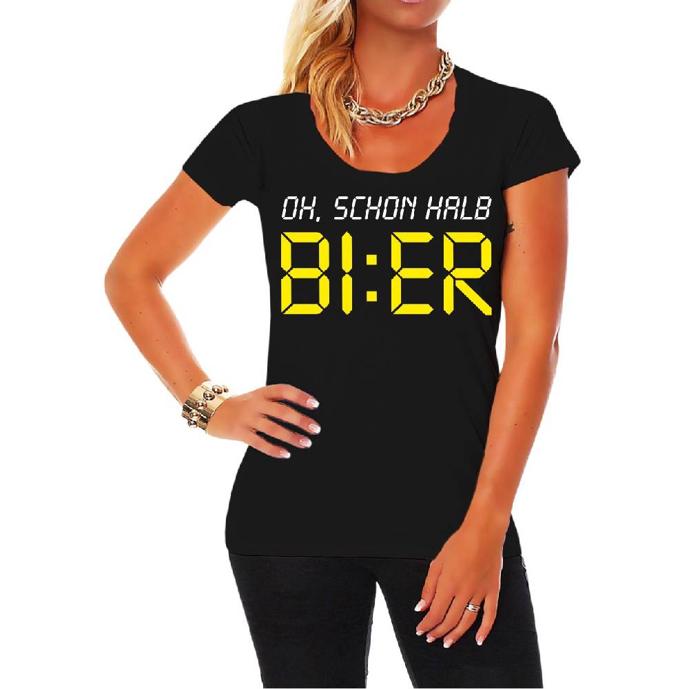 Spass Kostet Frauen Shirt Oh, schon halb BIER
