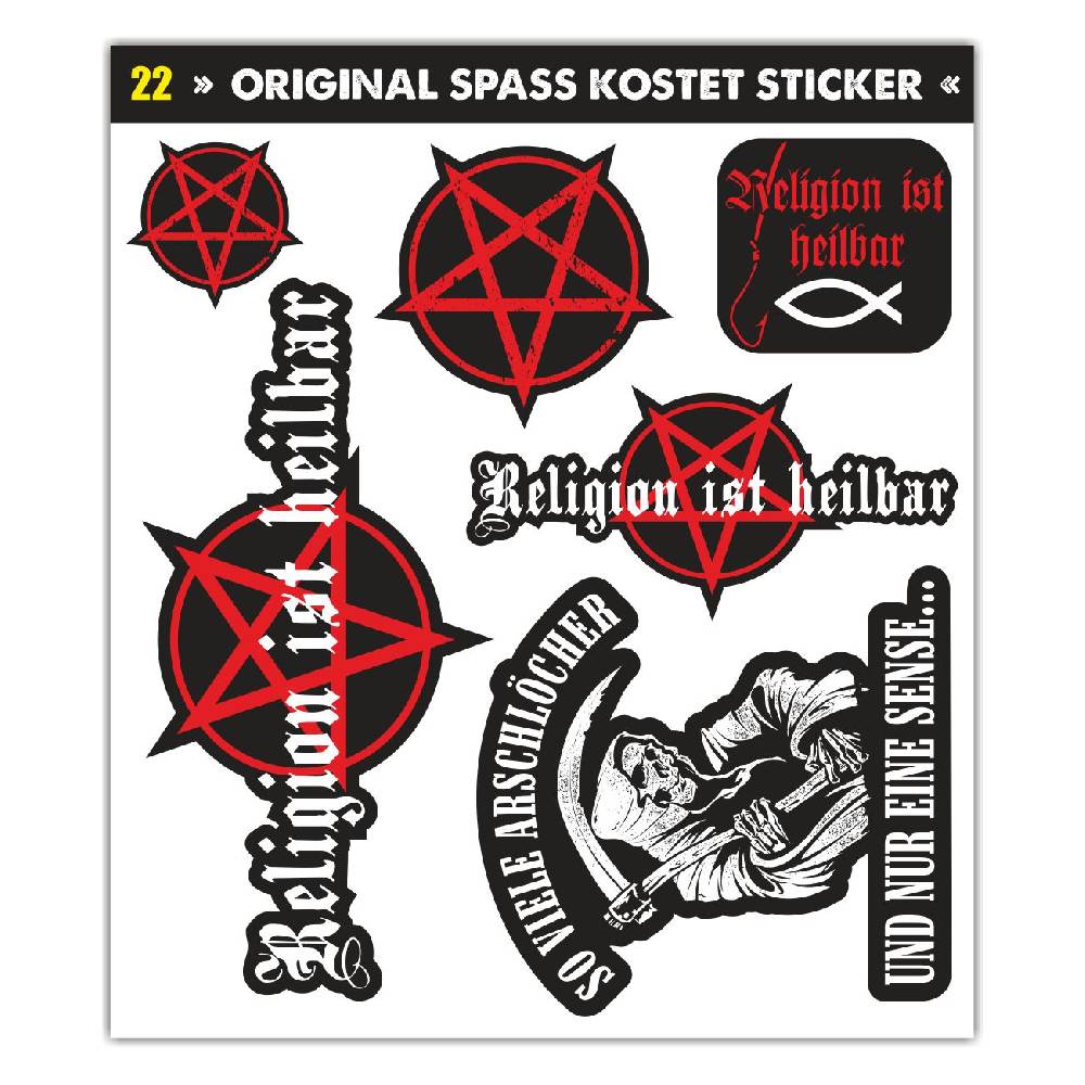 Spass Kostet Sticker Set Religion ist heilbar Gothic Sprüche