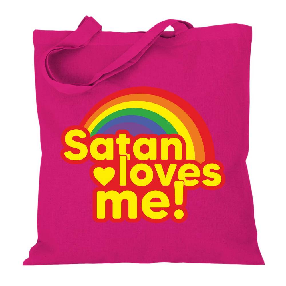 Spass Kostet Stoffbeutel Jutebeutel lange Henkel Satan loves me