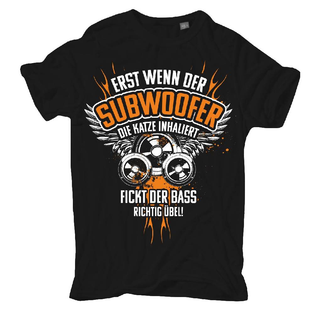 Spass Kostet Übergrößen Männer T-Shirt BASS Musik Sprüche Erst wenn der Subwoofer die Katze inhaliert 3XL bis 8XL