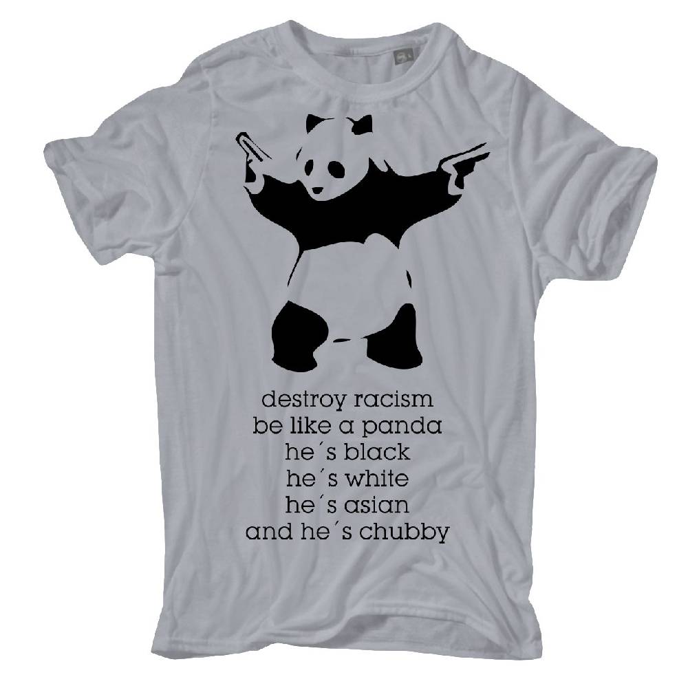 Spass Kostet Übergrößen Männer T-Shirt Destroy Racism be like a PANDA 3XL bis 8XL