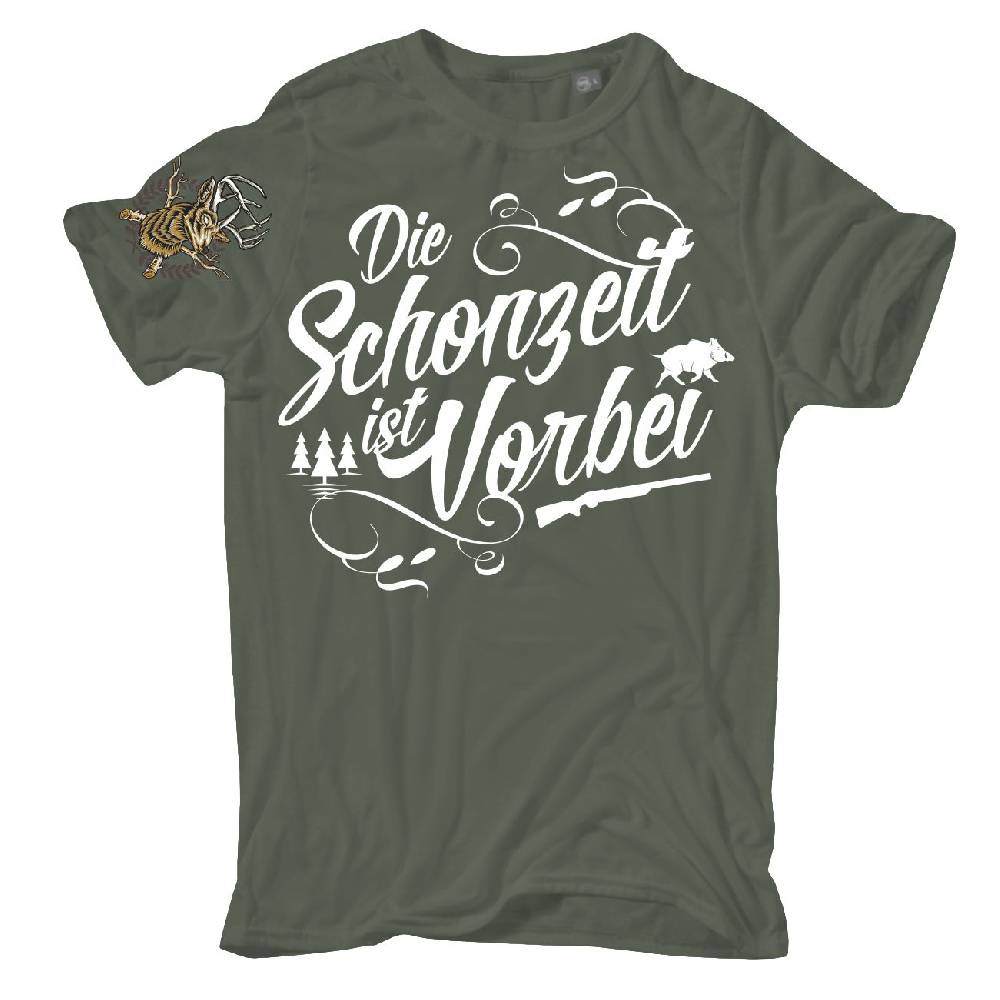 Spass Kostet Übergrößen Männer T-Shirt Jäger Jagd Spruch DIE SCHONZEIT IST VORBEI 3XL bis 8XL