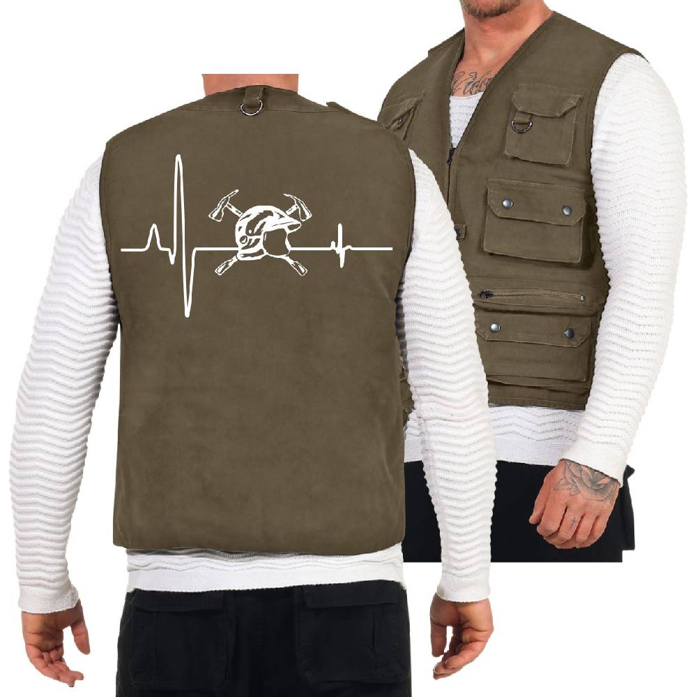 Spass Kostet Weste mit vielen Taschen Feuerwehr Herzschlag