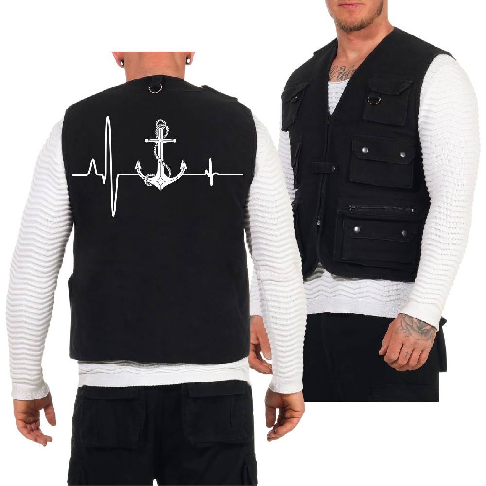 Spass Kostet Weste mit vielen Taschen Herzschlag Meer