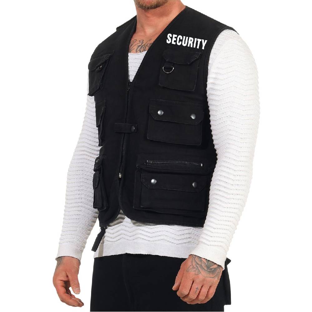 Spass Kostet Weste mit vielen Taschen SECURITY Einsatzweste ungefüttert