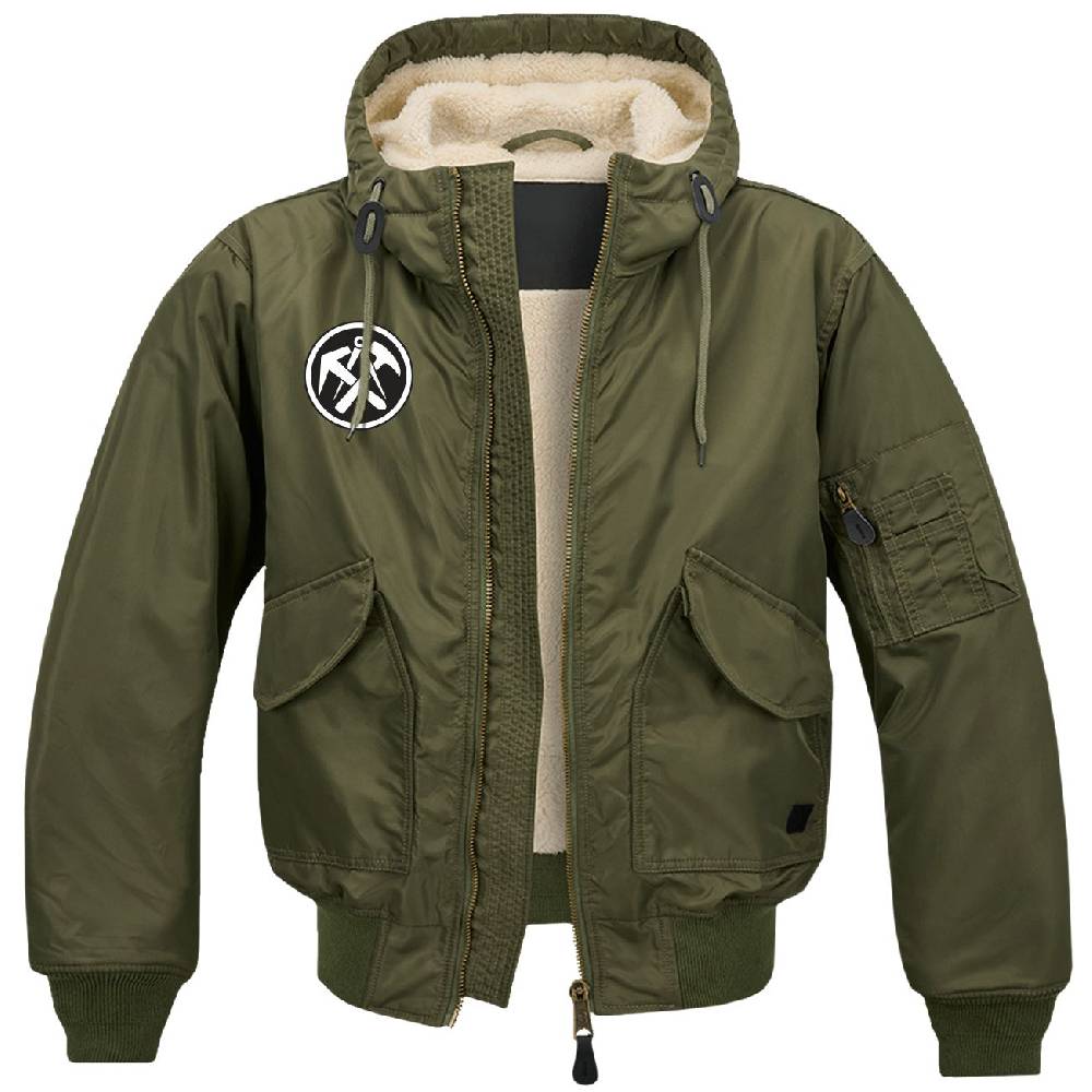 Spass Kostet Winter Bomberjacke mit Fell und Kapuze DACHDECKER