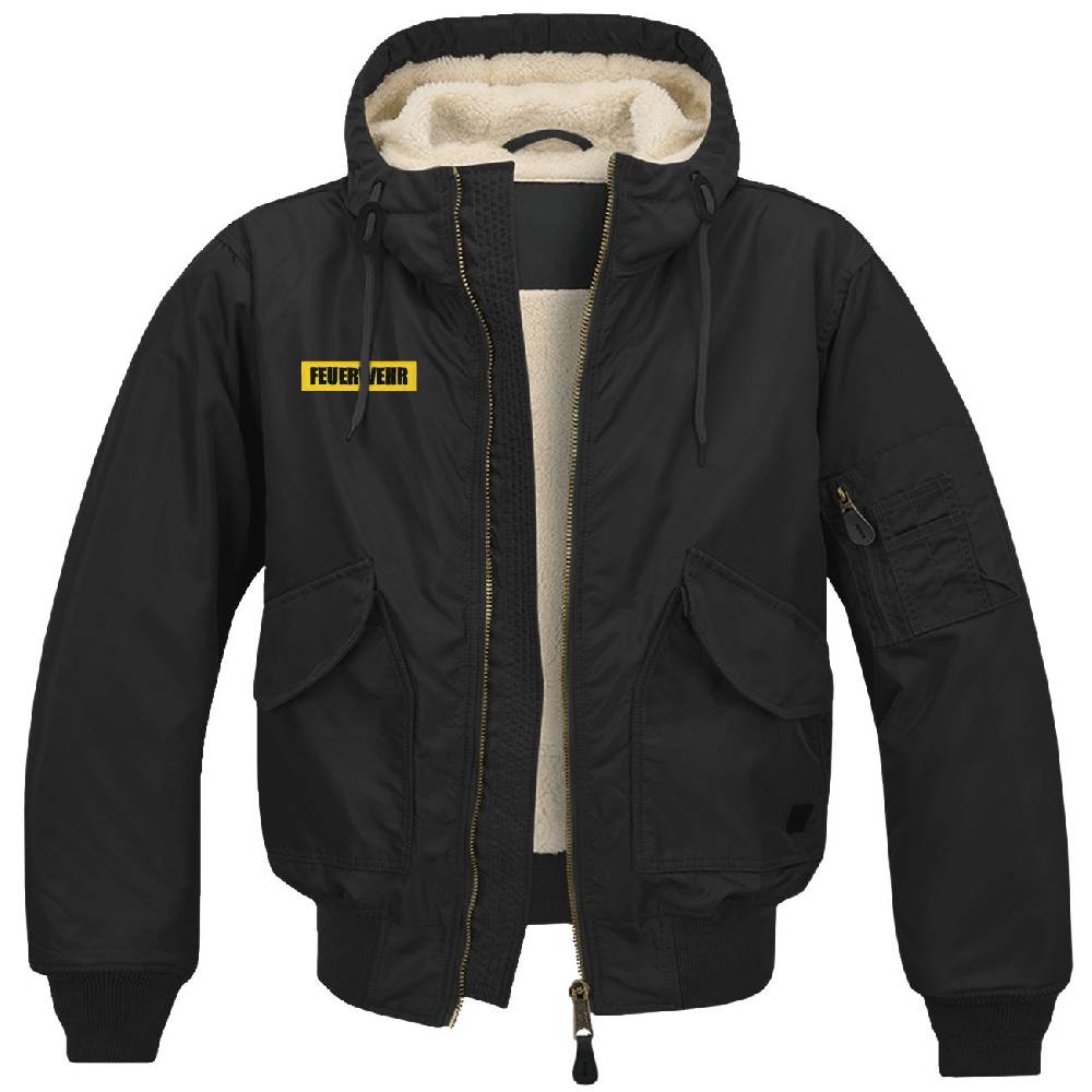Spass Kostet Winter Bomberjacke mit Fell und Kapuze Feuerwehr Einsatzkräfte