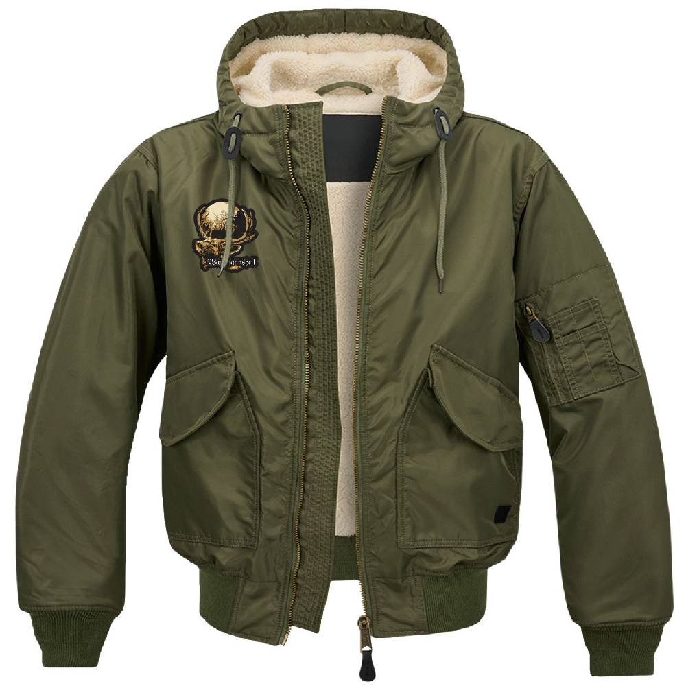 Spass Kostet Winter Bomberjacke mit Fell und Kapuze JÄGER Waidmannsheil