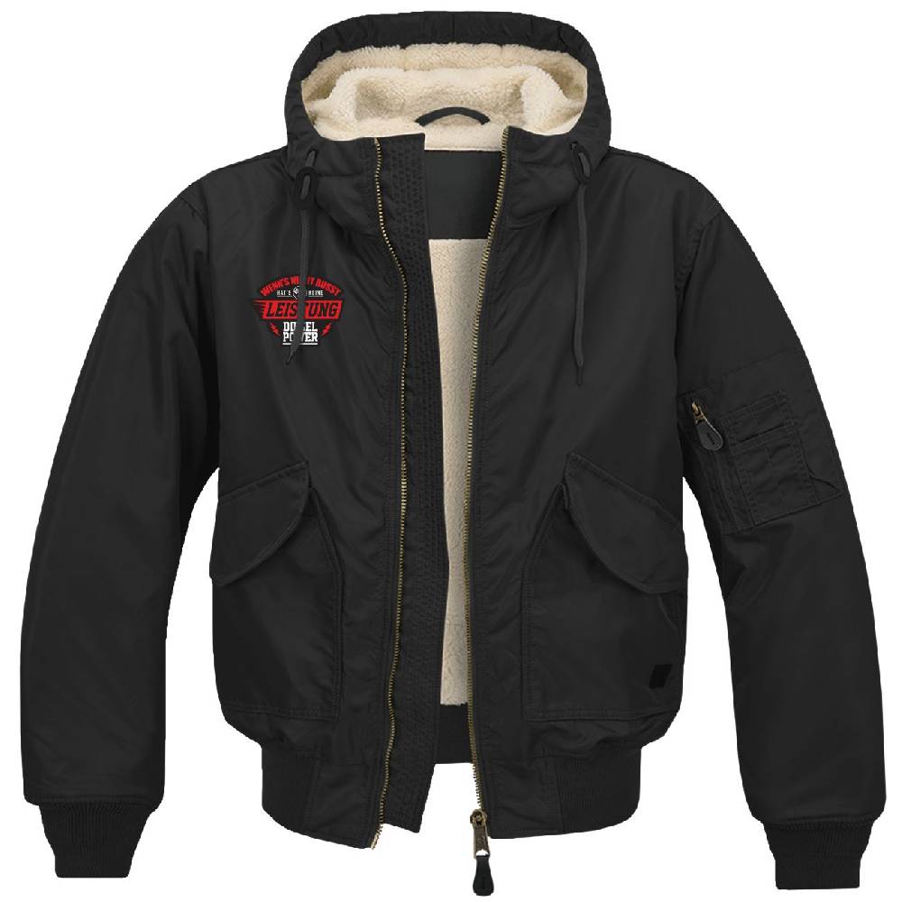 Spass Kostet Winter Bomberjacke mit Fell und Kapuze Wenn's nicht russt hat's keine Leistung