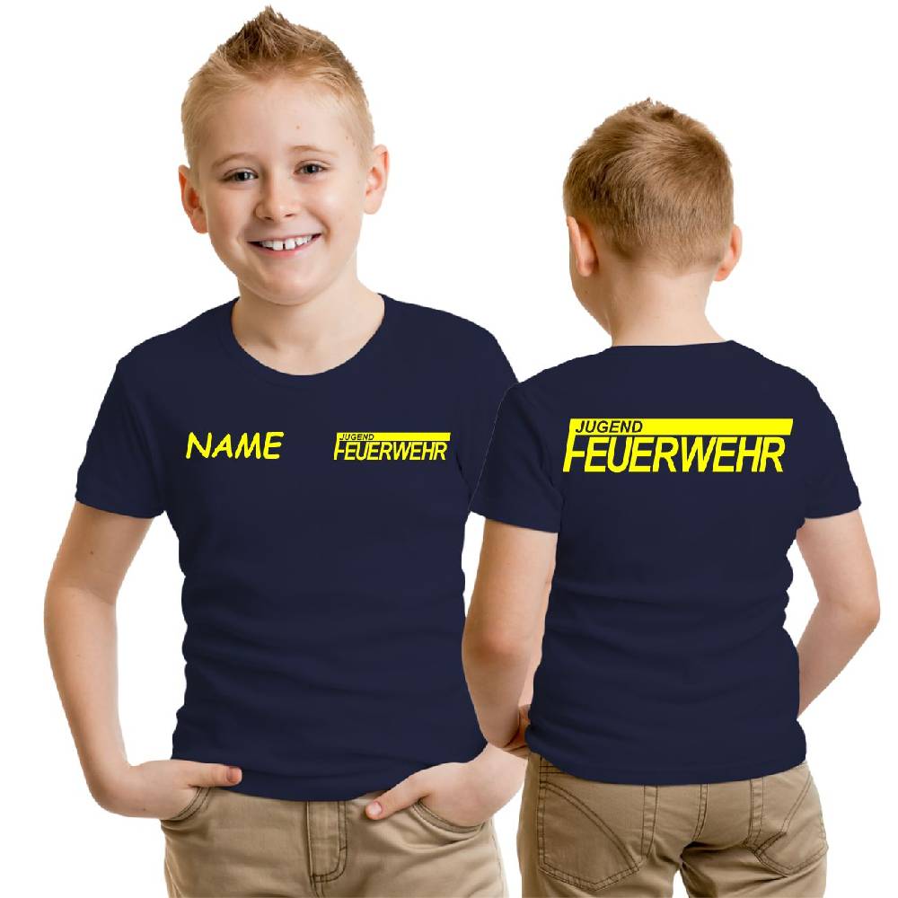 Spass Kostet WUNSCHNAME Kinder T-Shirt Jugendfeuerwehr NEONGELBER Druck