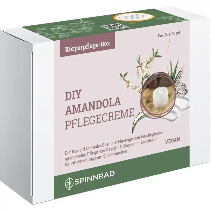 Spinnrad DIY Box Amandola Pflegecreme: Selbstgemachte vegane Basiscreme für Gesicht & Körper