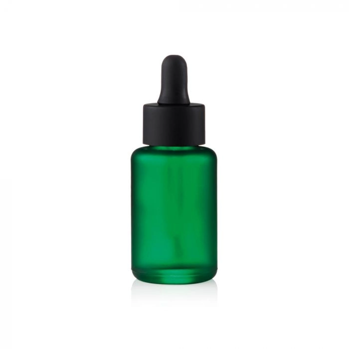 Spinnrad Glasflakon Grün matt mit Tropfpipette - zum Aufbewahren und Dosieren von Ölen und Seren