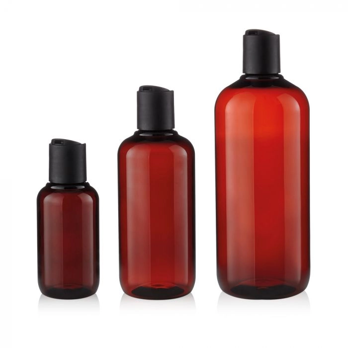 Spinnrad Recycling PET-Flaschebraun schmal mit Disc Top – für die Aufbewahrung selbstgemachter, Duschgele, Shampoos und Lotionen, praktisch, mit einer Hand bedienbar