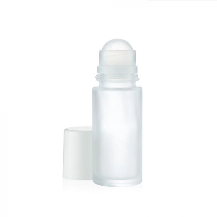Spinnrad Roll-on Flasche aus mattem Glas für selbstgemachte Deos, Fleckenmitttel oder zum Verteilen von Flüssigkeiten, inklusive Deckel