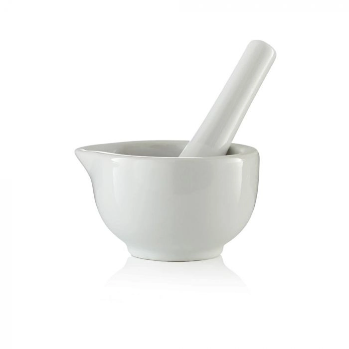 Spinnrad Mörser, weiß - 6,8 cm Ø, mit Pistill