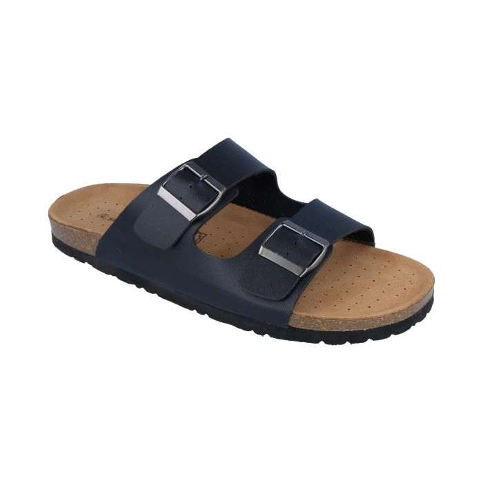 Spinnrad Zimt-Kork Sandale mit zwei Riemen , schwarz