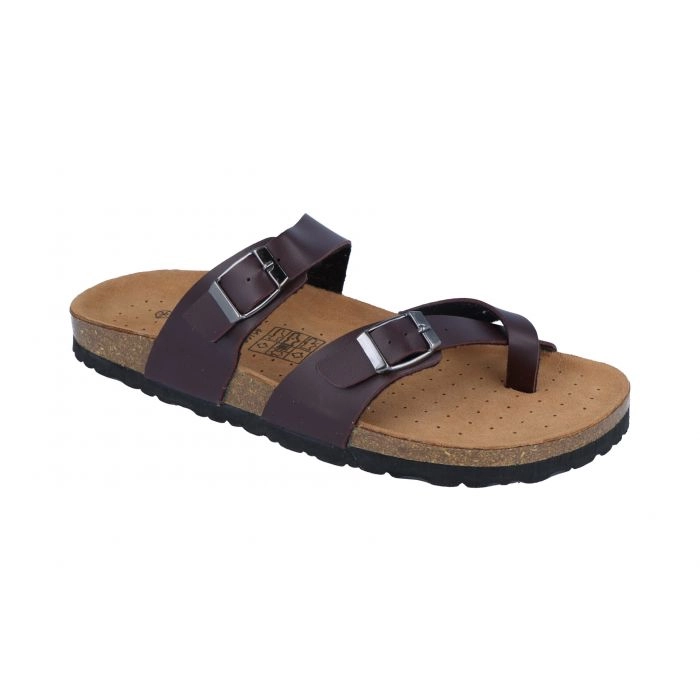 Spinnrad Zimt-Kork Latschen mit Zehenschlaufe, dunkelbraun