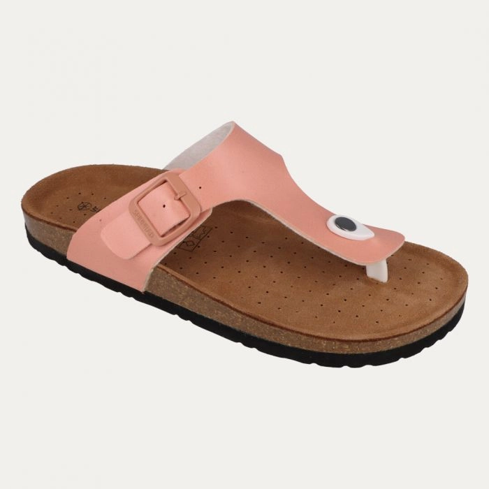 Spinnrad Zimt-Kork Zehentrenner mit individuell verstellbarer Schnalle in altrose metallic