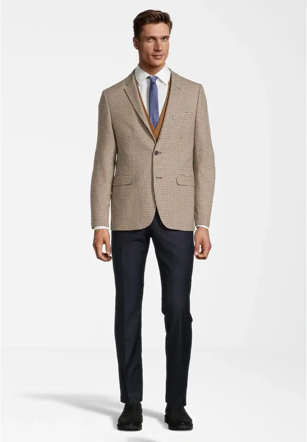 Steffen Klein Anzug Dreiteilig kombiniert in beige-schwarz