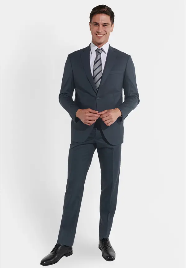 Steffen Klein Anzug Regular Fit Elastisch In Grey Blue