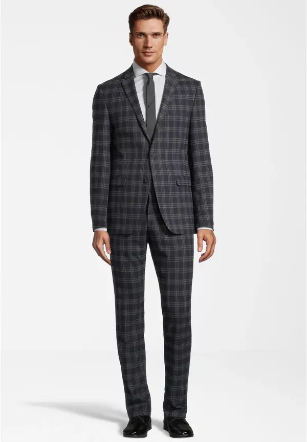 Steffen Klein Anzug Slim Fit kariert in navy checkered