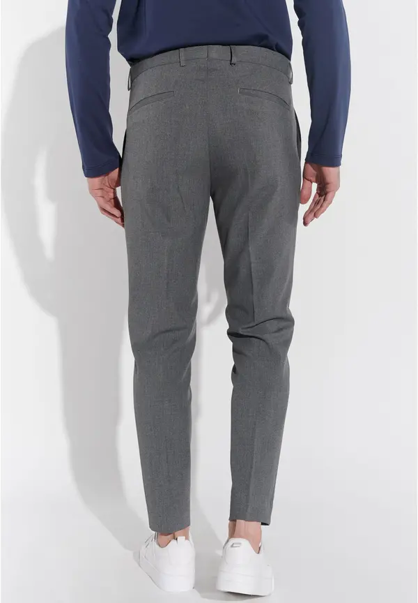 Steffen Klein Anzughose Schmal Slim Fit Knöchellang In Grau Melange