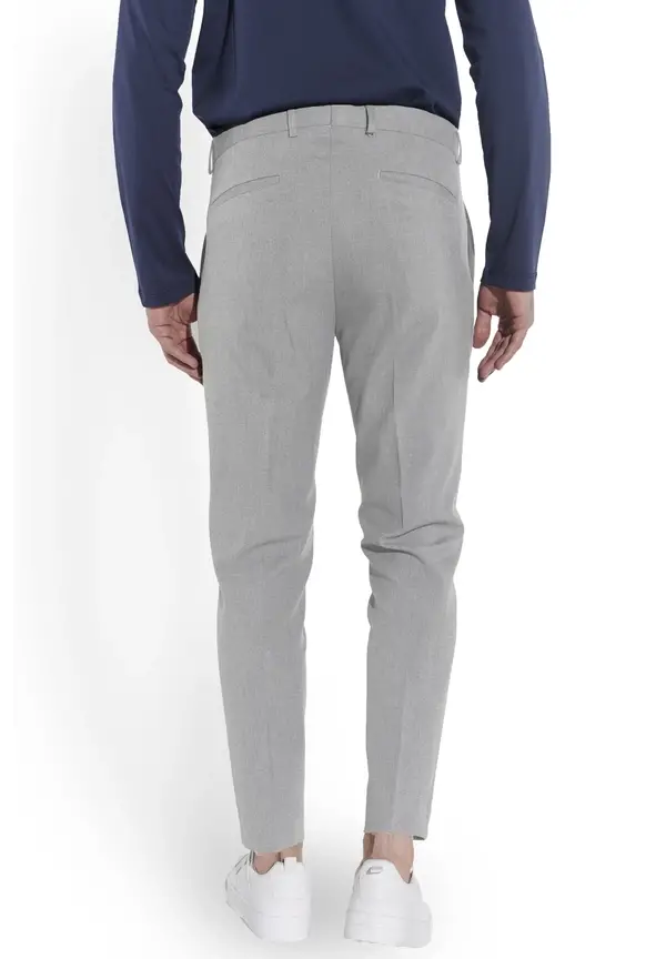 Steffen Klein Anzughose Schmal Slim Fit Knöchellang In Hellgrau