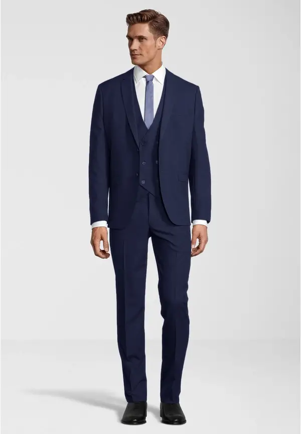 Steffen Klein Business Anzug 3-teilig Dreiteiler mit Weste in blau