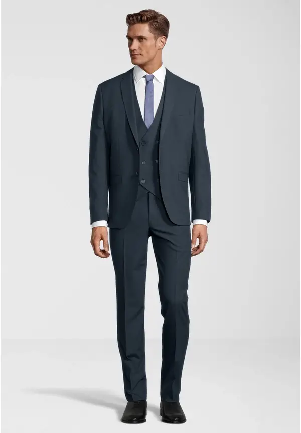 Steffen Klein Business Anzug 3-teilig Dreiteiler Mit Weste In Graublau